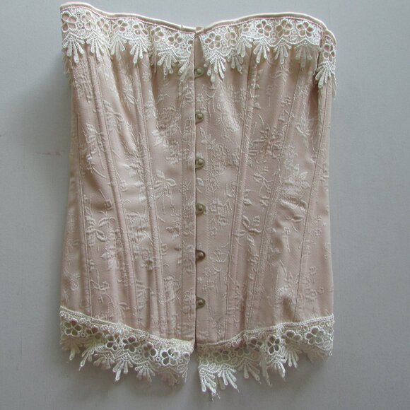 Creamy Jacquard and Lace Corset Set - NEW - Picture 3 of 16